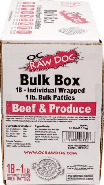 18 Lb OC Raw Bulk Beef & Produce Patties Box - Health/First Aid